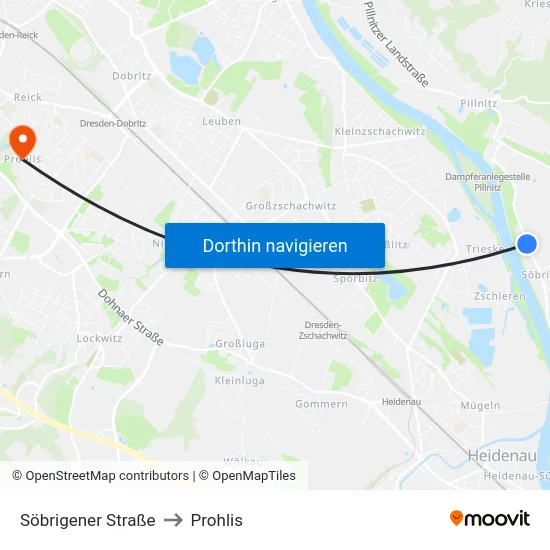 Söbrigener Straße to Prohlis map