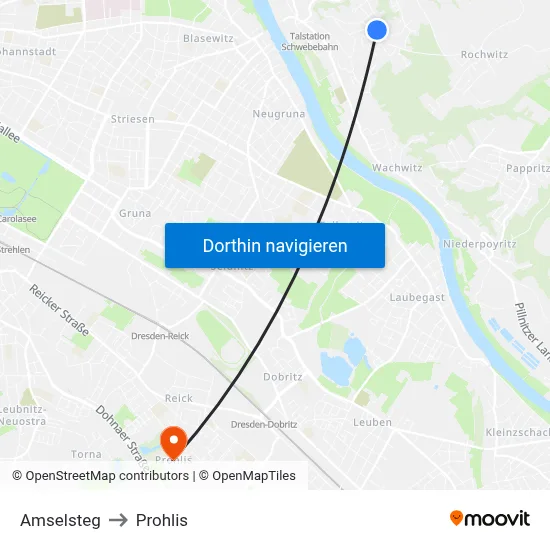 Amselsteg to Prohlis map