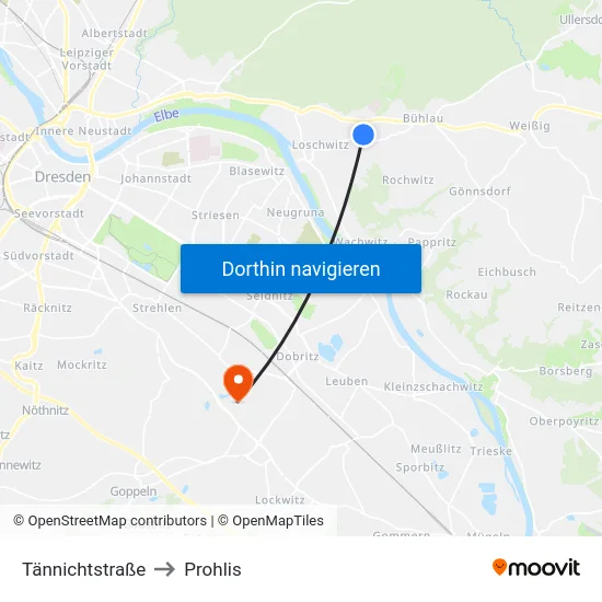 Tännichtstraße to Prohlis map