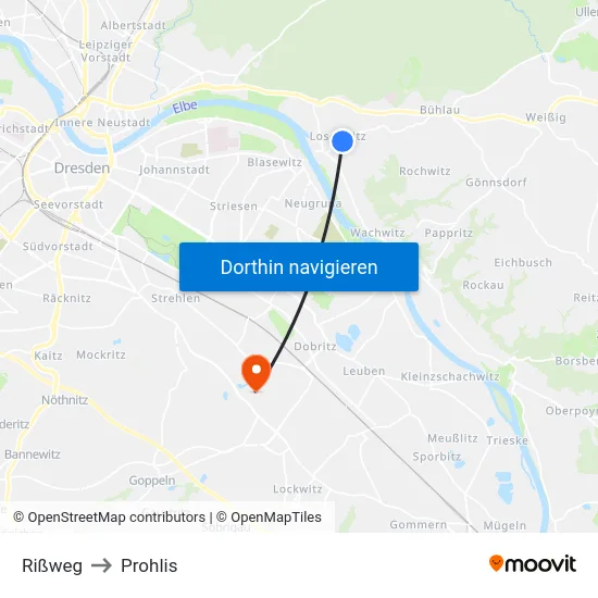 Rißweg to Prohlis map