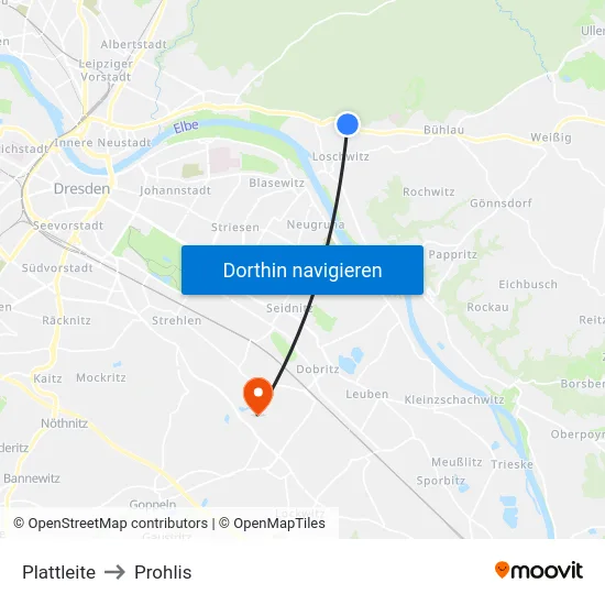 Plattleite to Prohlis map