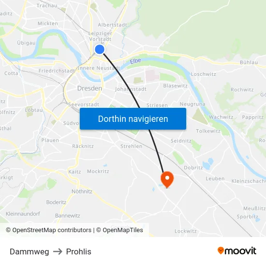 Dammweg to Prohlis map