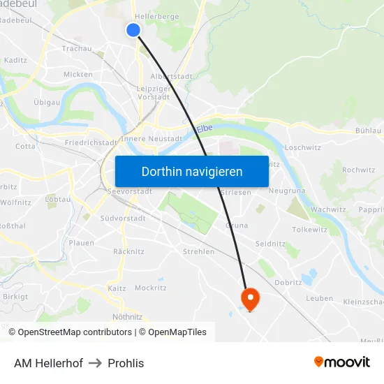 AM Hellerhof to Prohlis map