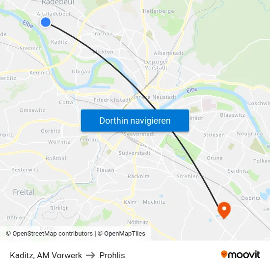 Kaditz, AM Vorwerk to Prohlis map