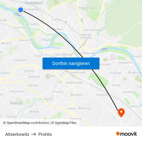 Altserkowitz to Prohlis map