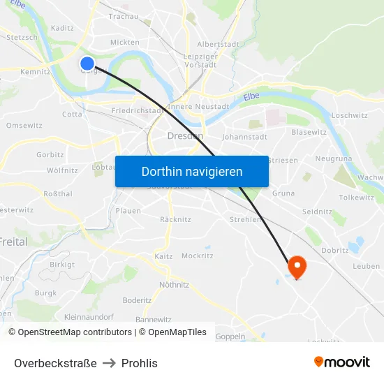 Overbeckstraße to Prohlis map
