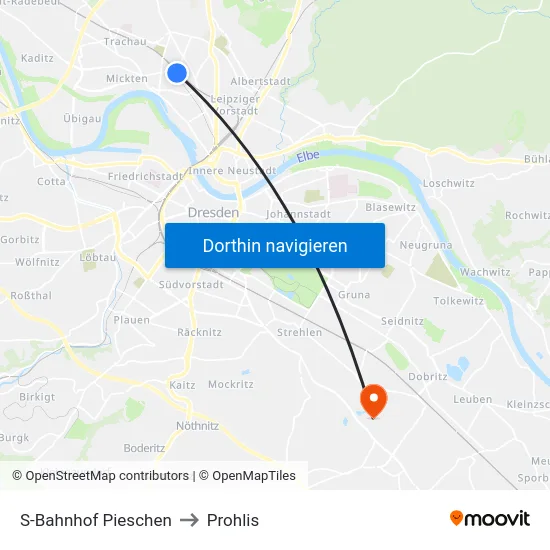 S-Bahnhof Pieschen to Prohlis map