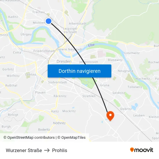 Wurzener Straße to Prohlis map