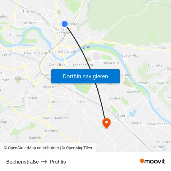 Buchenstraße to Prohlis map