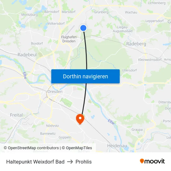 Haltepunkt Weixdorf Bad to Prohlis map