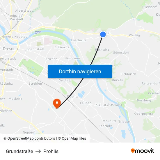 Grundstraße to Prohlis map