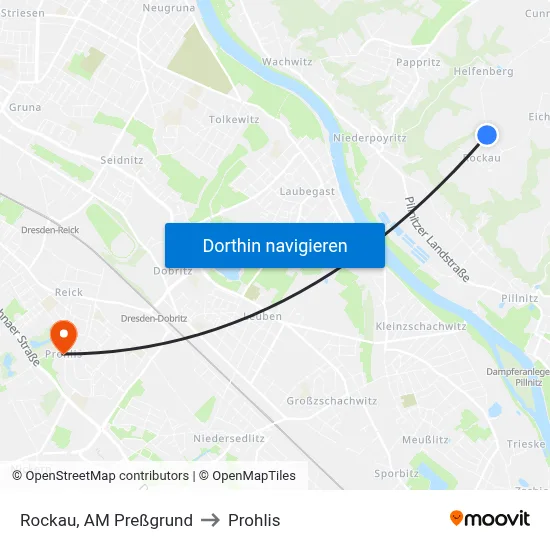 Rockau, AM Preßgrund to Prohlis map
