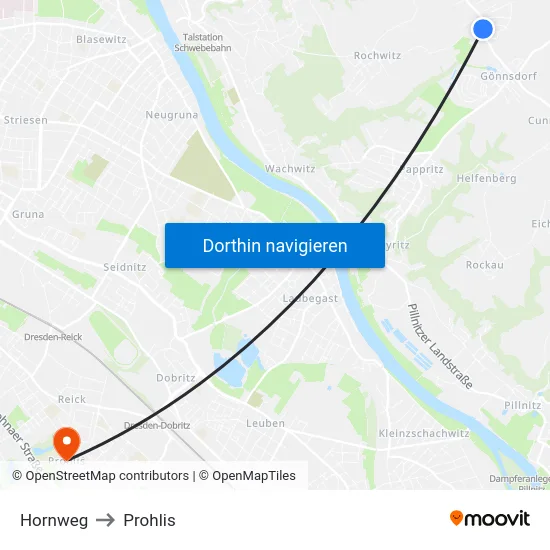Hornweg to Prohlis map