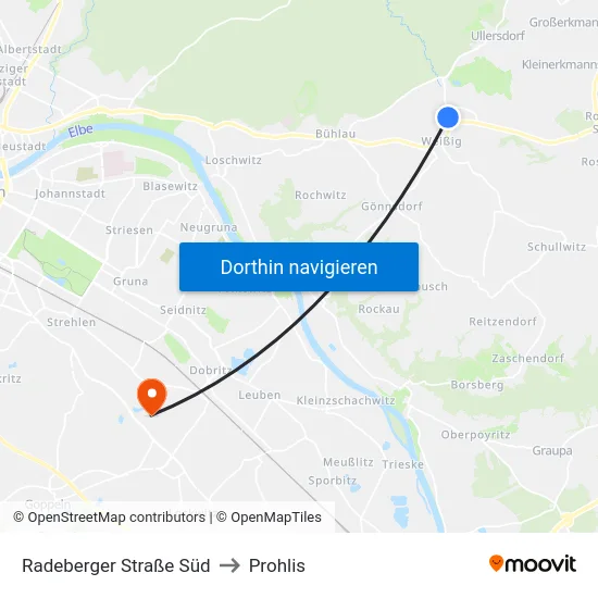 Radeberger Straße Süd to Prohlis map