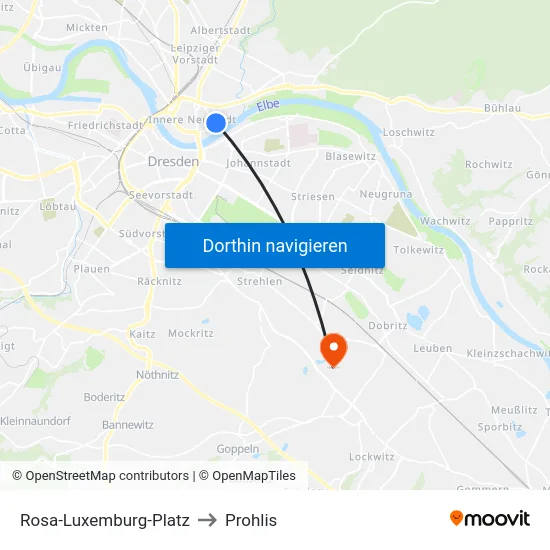 Rosa-Luxemburg-Platz to Prohlis map