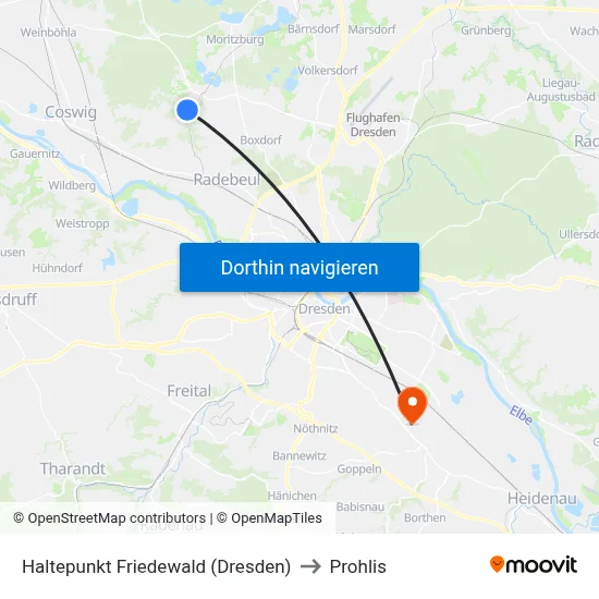 Haltepunkt Friedewald (Dresden) to Prohlis map