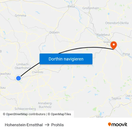 Hohenstein-Ernstthal to Prohlis map