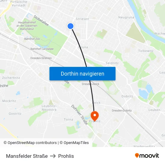 Mansfelder Straße to Prohlis map