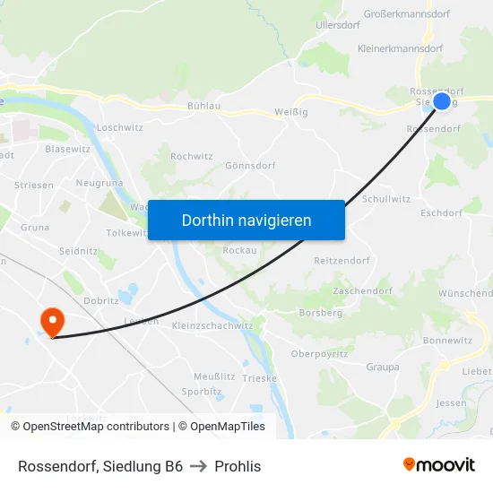 Rossendorf, Siedlung B6 to Prohlis map