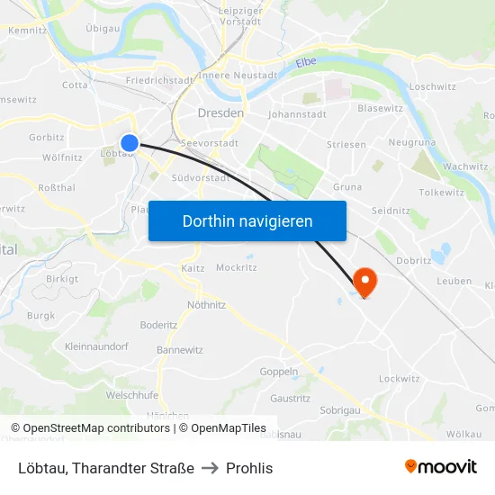 Löbtau, Tharandter Straße to Prohlis map