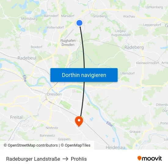 Radeburger Landstraße to Prohlis map