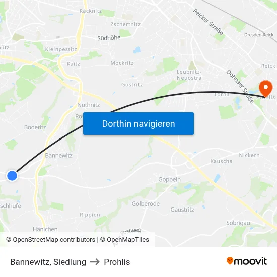 Bannewitz, Siedlung to Prohlis map