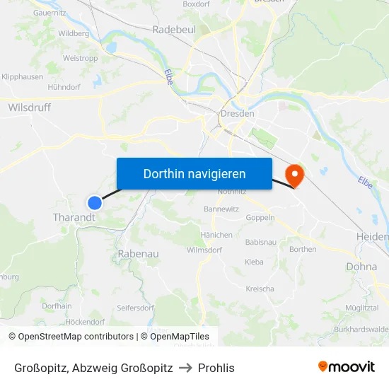 Großopitz, Abzweig Großopitz to Prohlis map