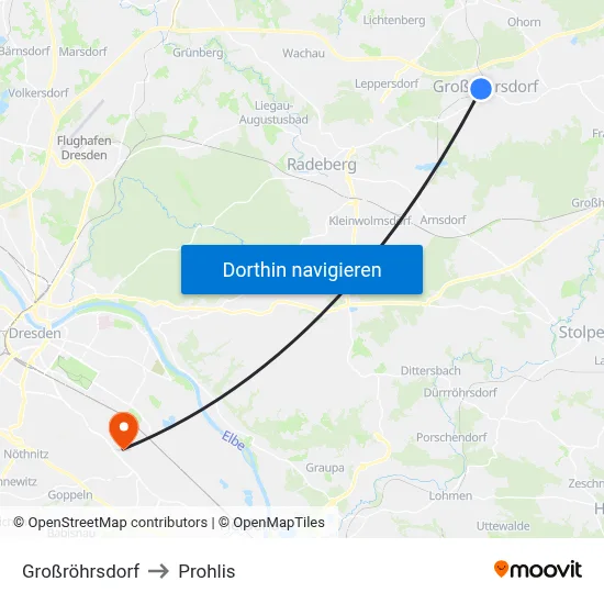 Großröhrsdorf to Prohlis map