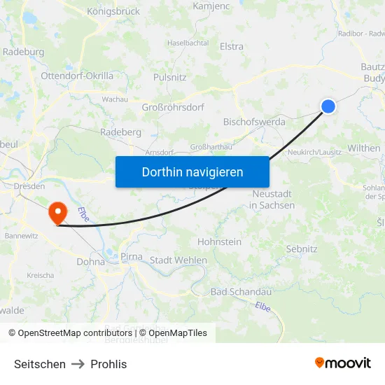 Seitschen to Prohlis map