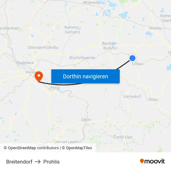 Breitendorf to Prohlis map