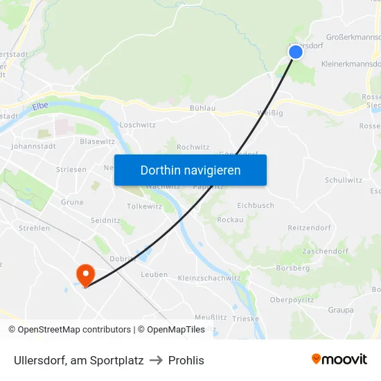 Ullersdorf, am Sportplatz to Prohlis map