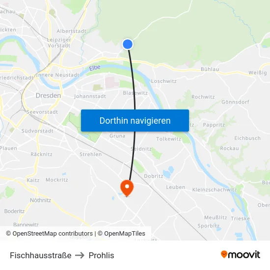 Fischhausstraße to Prohlis map