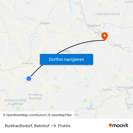 Burkhardtsdorf, Bahnhof to Prohlis map