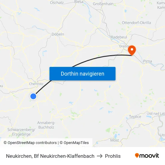 Neukirchen, Bf Neukirchen-Klaffenbach to Prohlis map