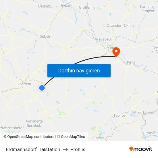Erdmannsdorf, Talstation to Prohlis map