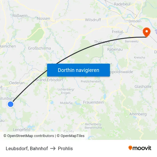 Leubsdorf, Bahnhof to Prohlis map