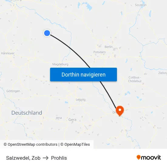 Salzwedel, Zob to Prohlis map