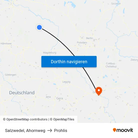 Salzwedel, Ahornweg to Prohlis map
