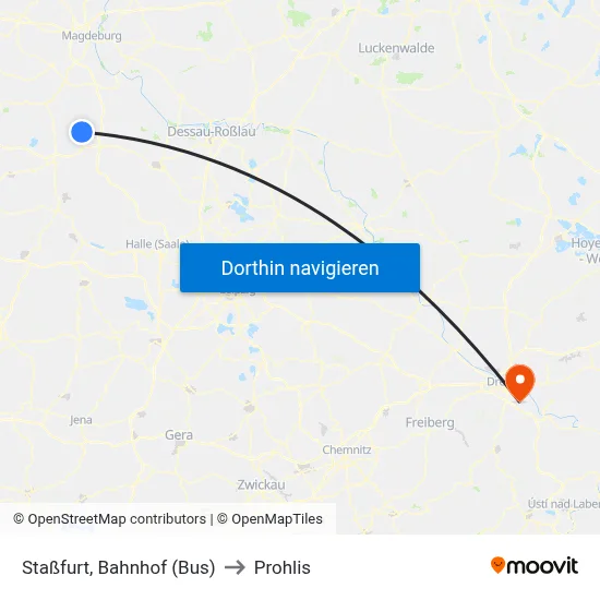 Staßfurt, Bahnhof (Bus) to Prohlis map