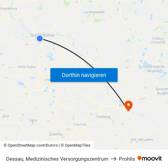 Dessau, Medizinisches Versorgungszentrum to Prohlis map