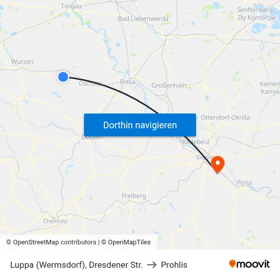 Luppa (Wermsdorf), Dresdener Str. to Prohlis map