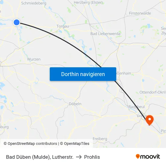 Bad Düben (Mulde), Lutherstr. to Prohlis map