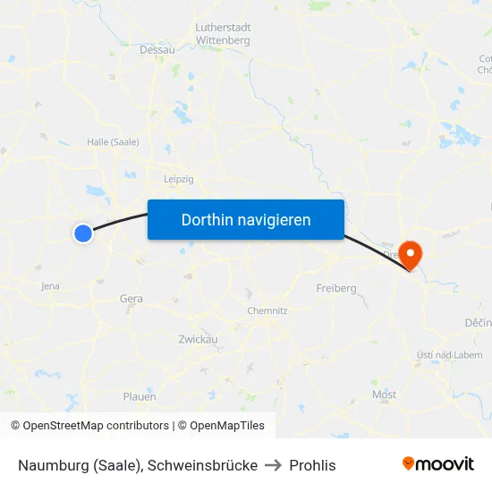 Naumburg (Saale), Schweinsbrücke to Prohlis map