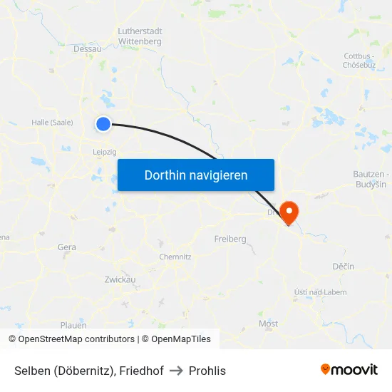 Selben (Döbernitz), Friedhof to Prohlis map