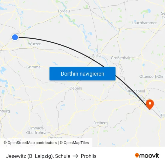 Jesewitz (B. Leipzig), Schule to Prohlis map