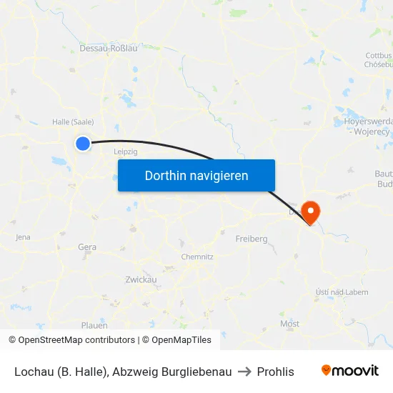 Lochau (B. Halle), Abzweig Burgliebenau to Prohlis map