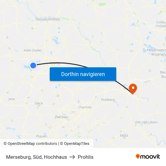 Merseburg, Süd, Hochhaus to Prohlis map