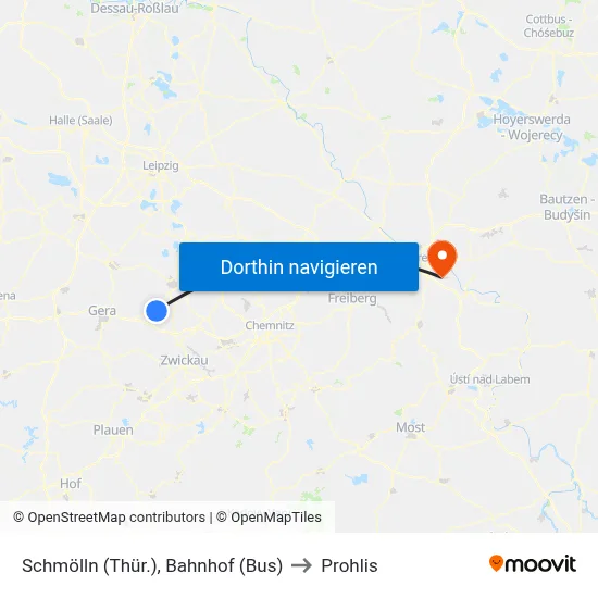 Schmölln (Thür.), Bahnhof (Bus) to Prohlis map