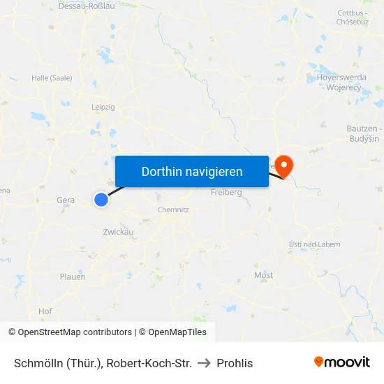 Schmölln (Thür.), Robert-Koch-Str. to Prohlis map