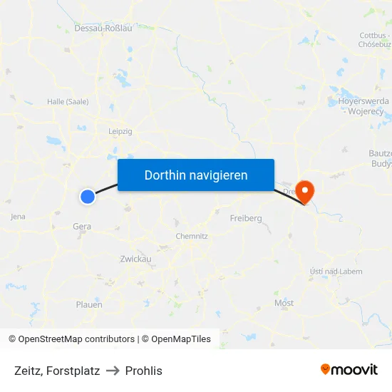 Zeitz, Forstplatz to Prohlis map